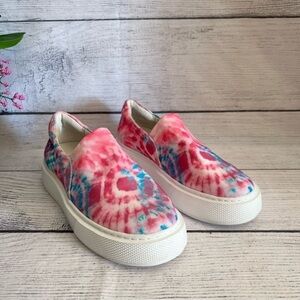 J/SLIDES  Dusty Tie Dye Print Fabric Slip On Sneakers Size 6